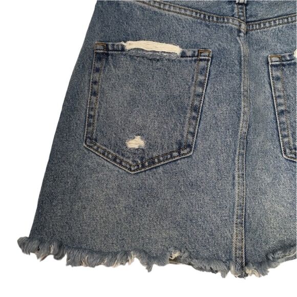 ABERCROMBIE & FITCH ZOE NATURAL RISE VINTAGE A LINE‎ DISTRESSED DENIM MINI SKIRT - Picture 12 of 12
